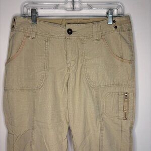 EDDIE BAUER Petite 6P Blakely Fit Capri Tan Roll Tab Hiking Pocket